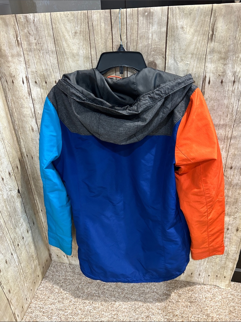 American Eagle Outfitters Colorblock Hooded Windbreaker Blue/Orange/Turquoise Sm - Picture 3 of 11